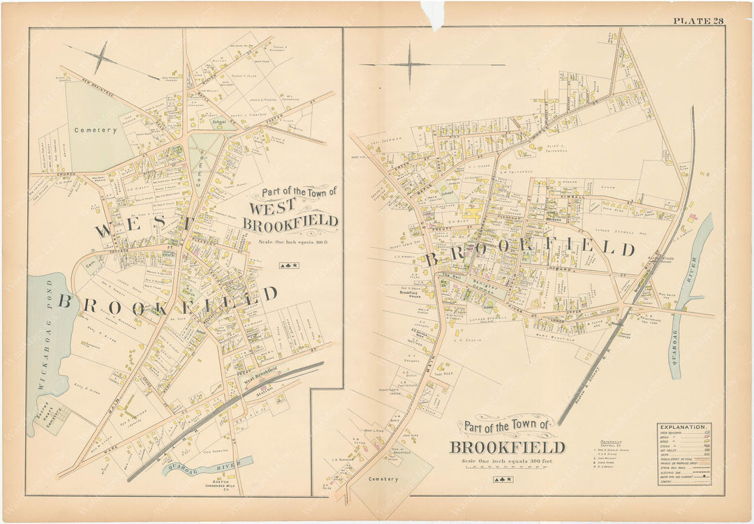 Worcester County, Massachusetts 1898 Plate 028: Brookfield and West Brookfield