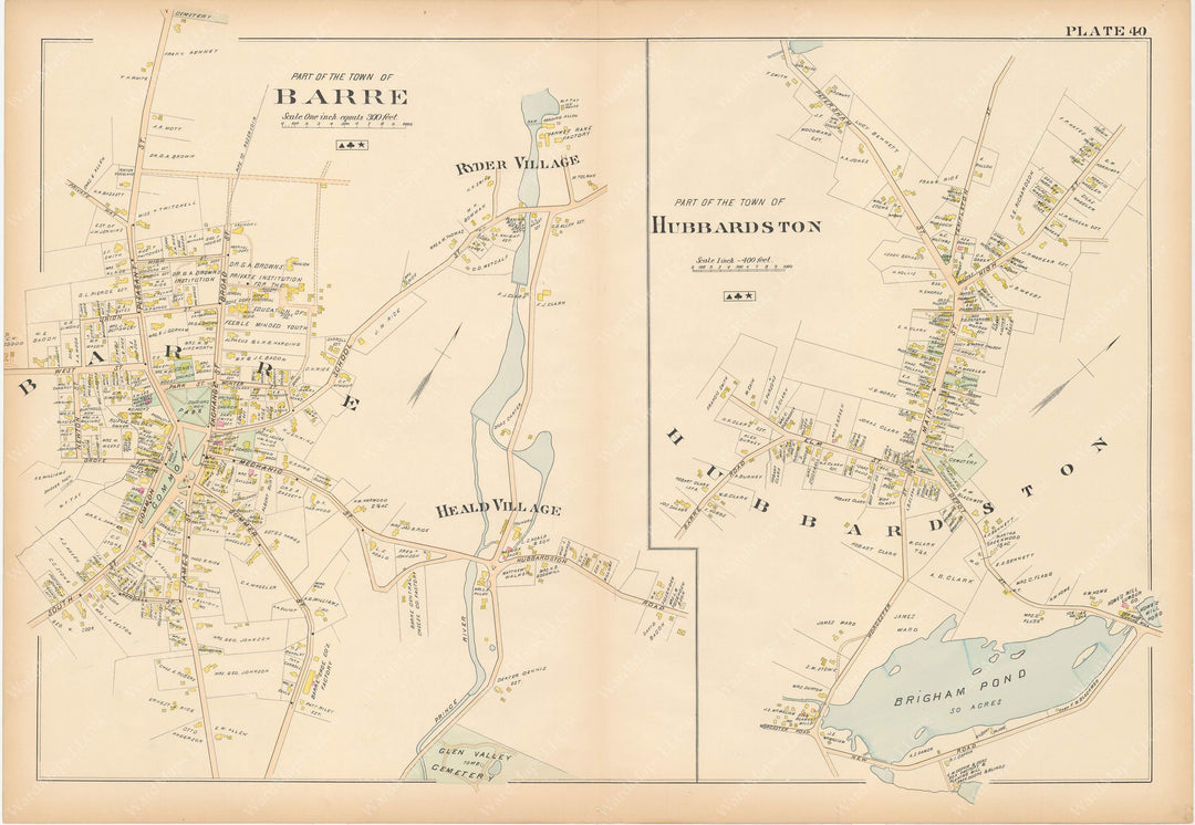 Worcester County, Massachusetts 1898 Plate 040: Barre and Hubbardston