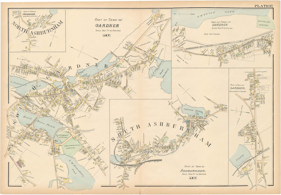 Worcester County, Massachusetts 1898 Plate 047: Ashburnham and Gardner