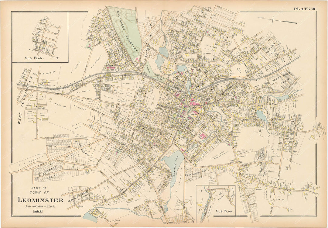 Worcester County, Massachusetts 1898 Plate 049: Leominster