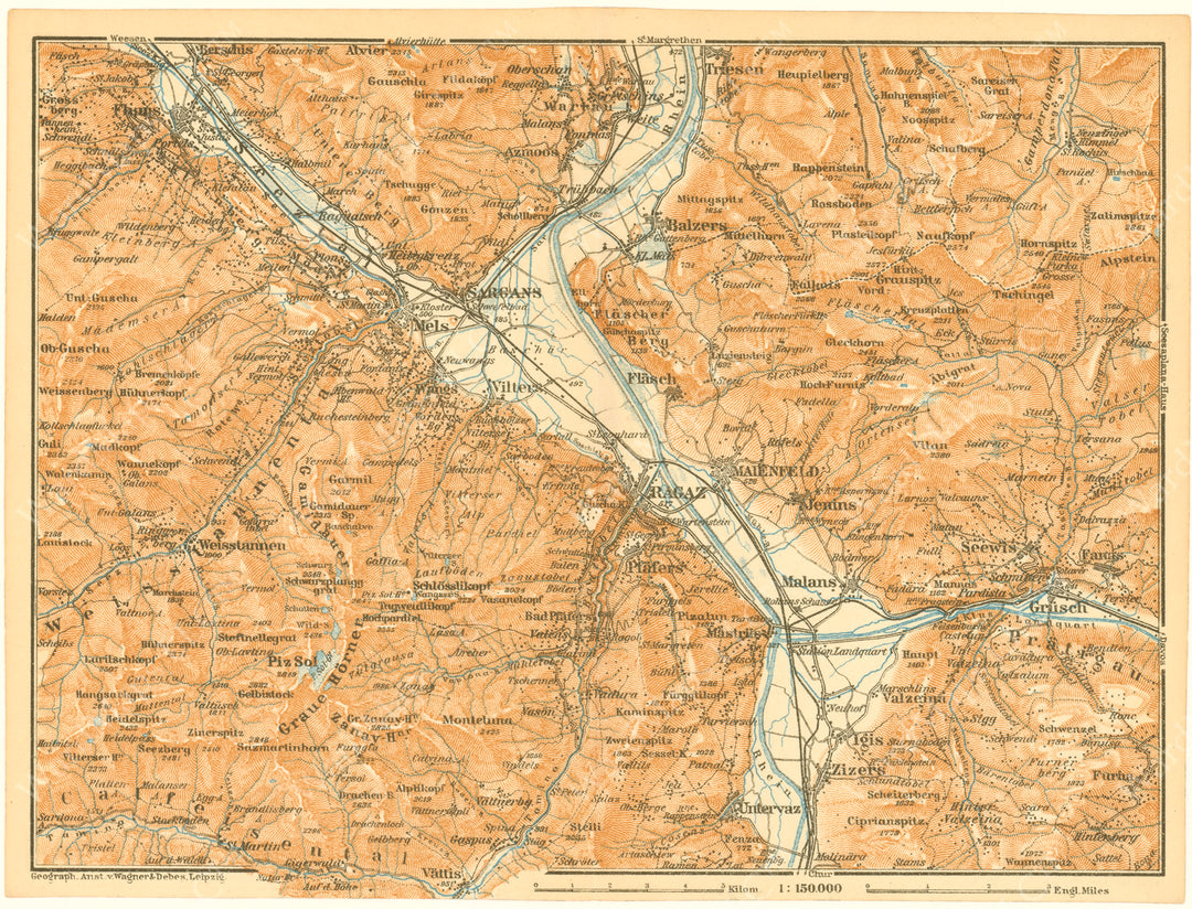 Saint Gallen Canton, Switzerland 1928: Bad Ragaz - Sargans Region