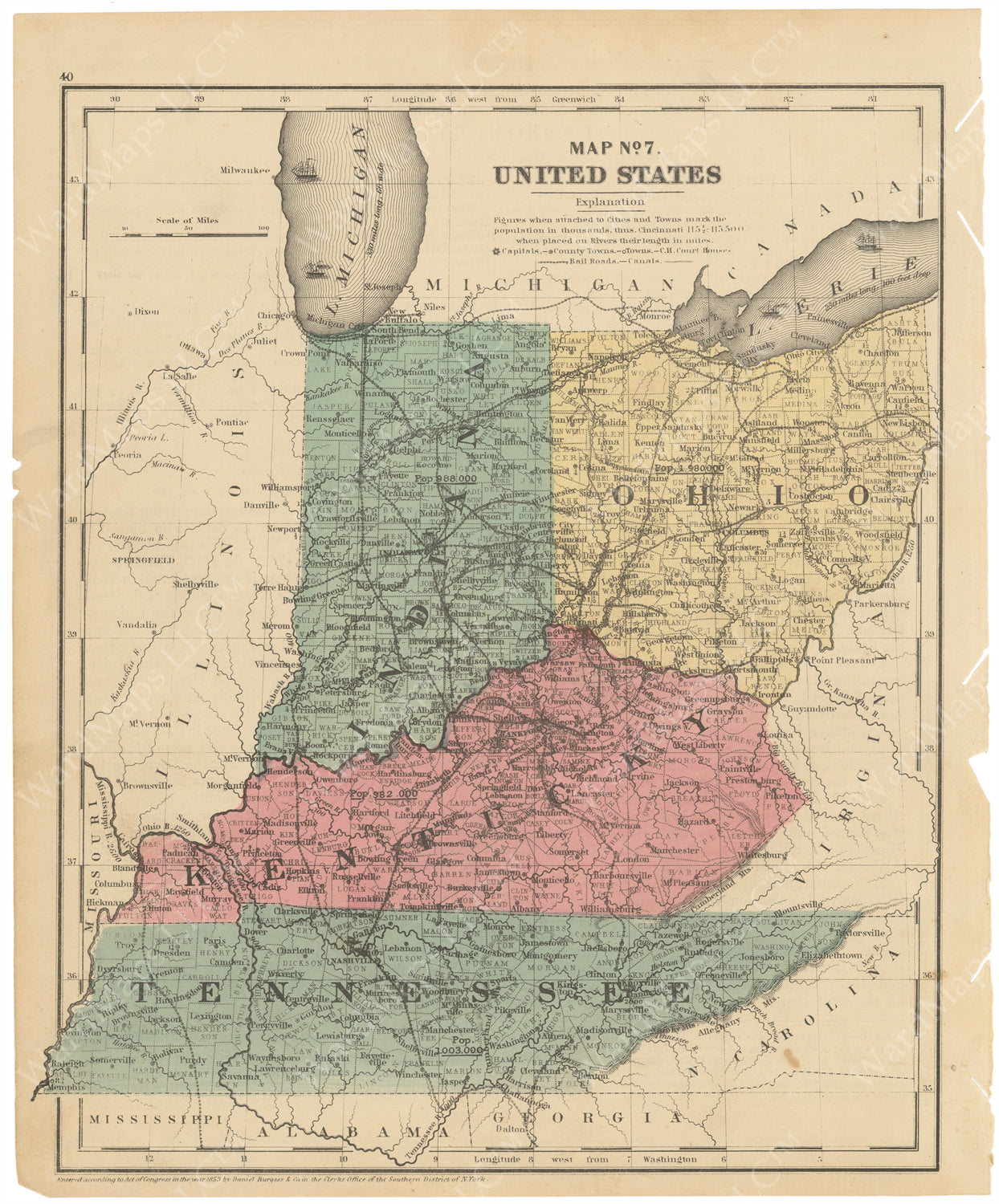 Indiana, Kentucky, Ohio, and Tennessee 1853 – WardMaps LLC