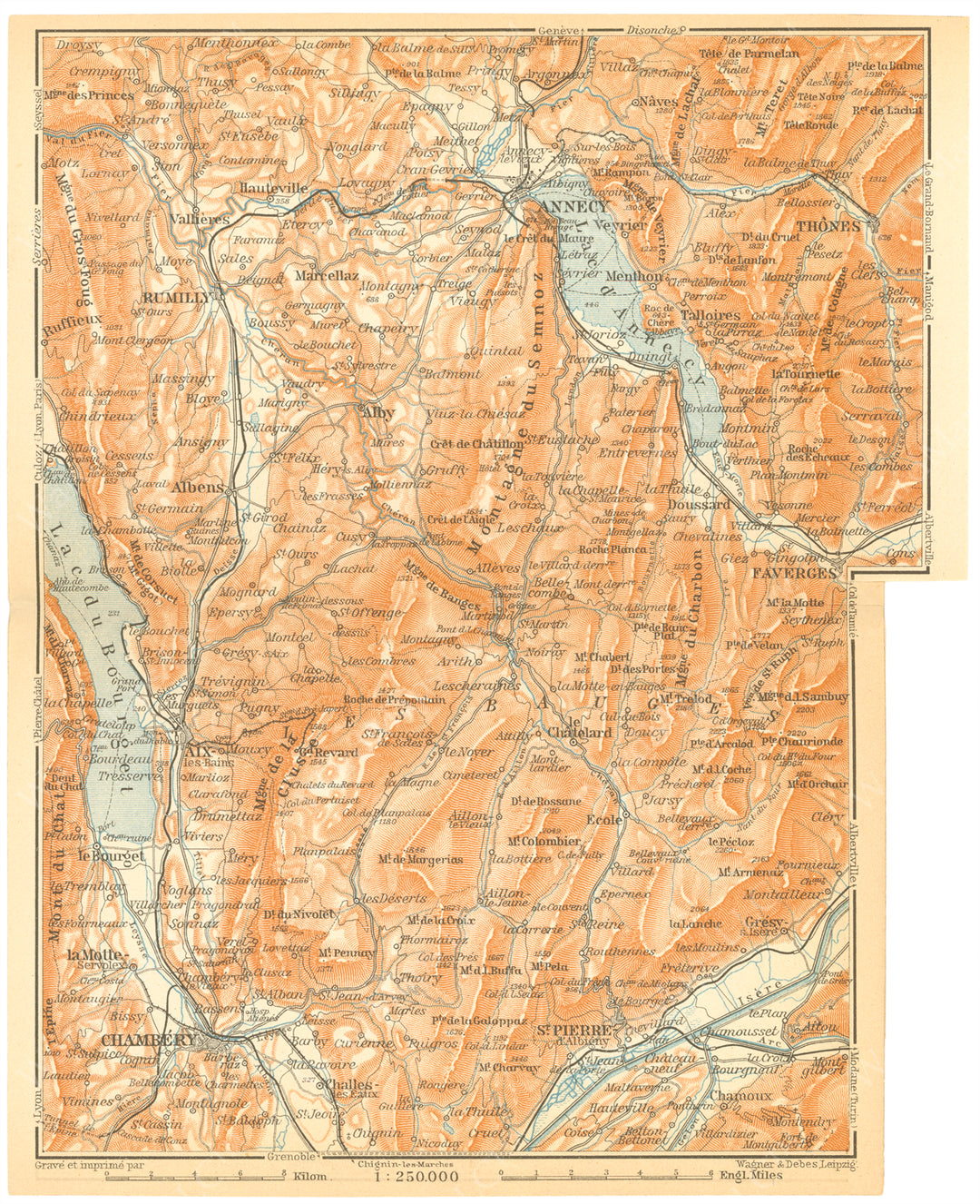 Hautes-Savoie and Savoie Departments, France 1907: Aix-les-Bains - Annecy