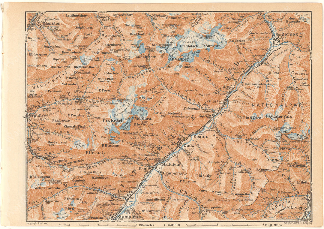 Graubunden Canton (Eastern Part), Switzerland 1928: Piz Kesch Region