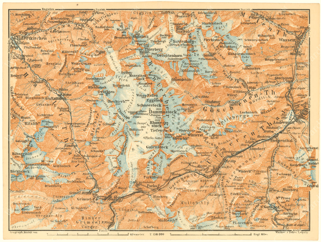 Mount Dammastock (Winterberg Mountains) Region, Switzerland 1928