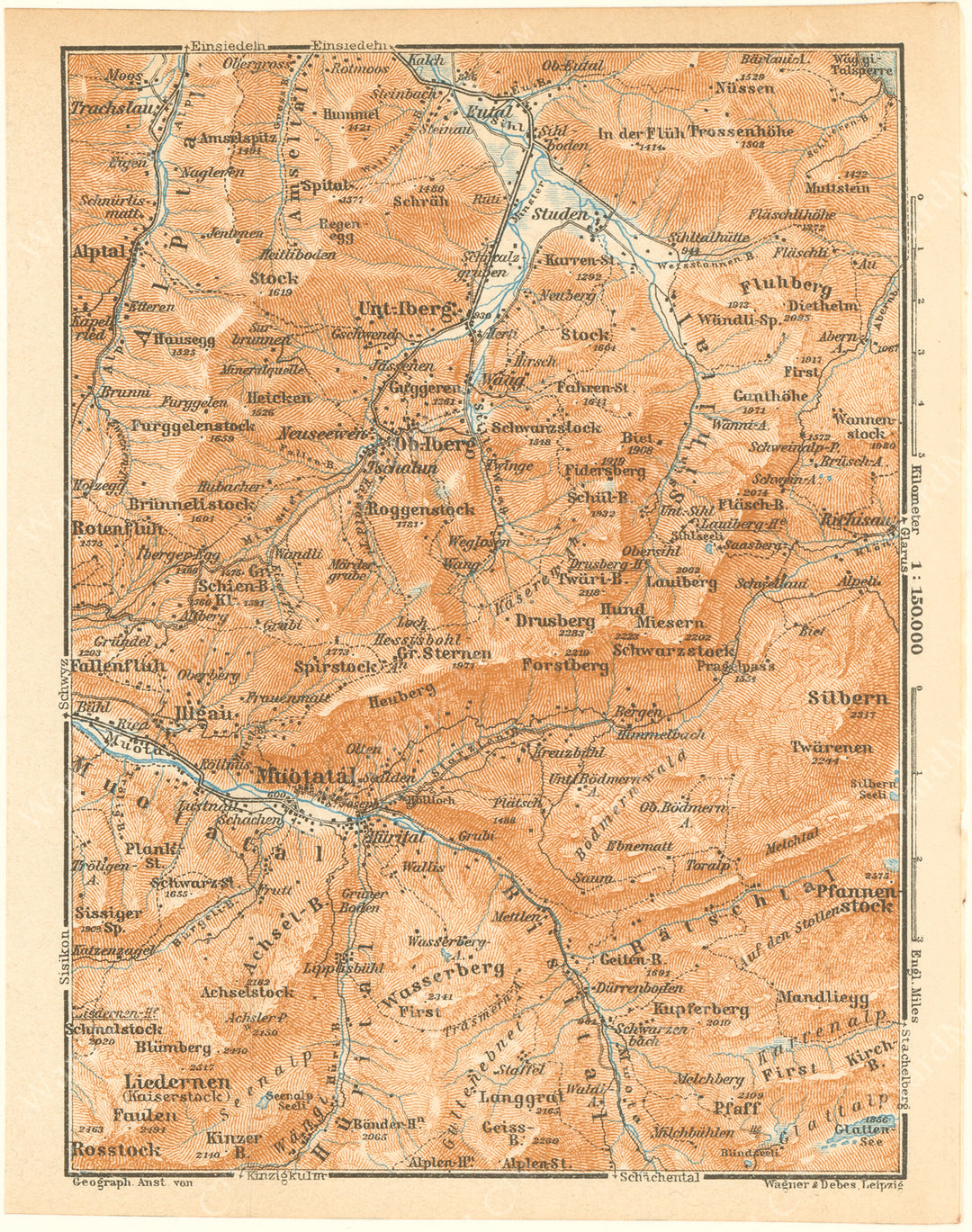 Schwyz Canton (South Central Part), Switzerland 1928: Muotathal Region