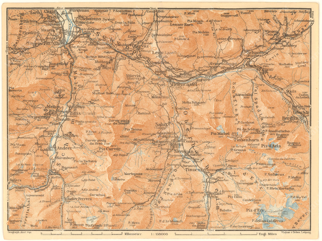 Graubunden Canton (Central Part), Switzerland 1928: Thusis - Filisur Region