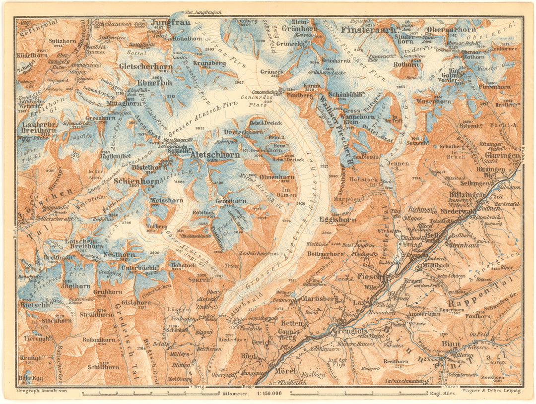Jungfrau-Aletsch Mountains and Glaciers Region, Switzerland 1928