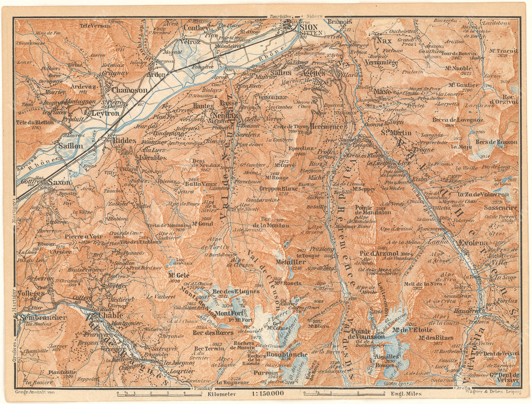 Valais Canton, Switzerland 1928: Valleys South of Sion