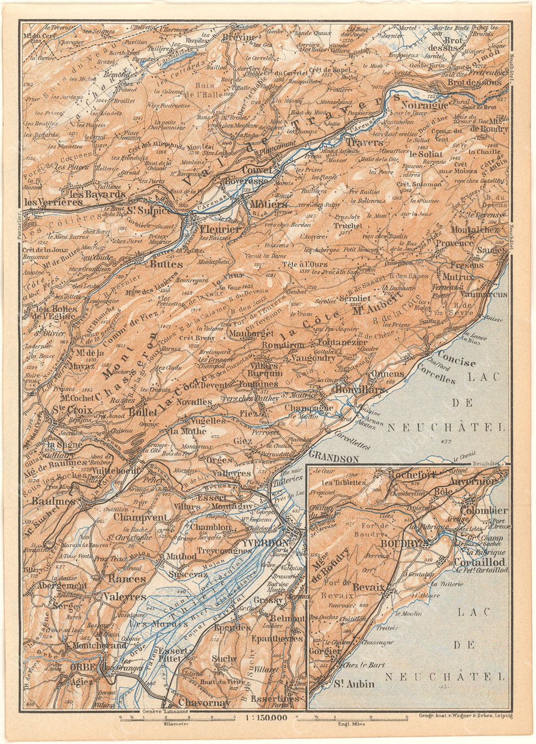 Vaud Canton (Northeast Part), Switzerland 1928: Yverdon-les-Bains Region