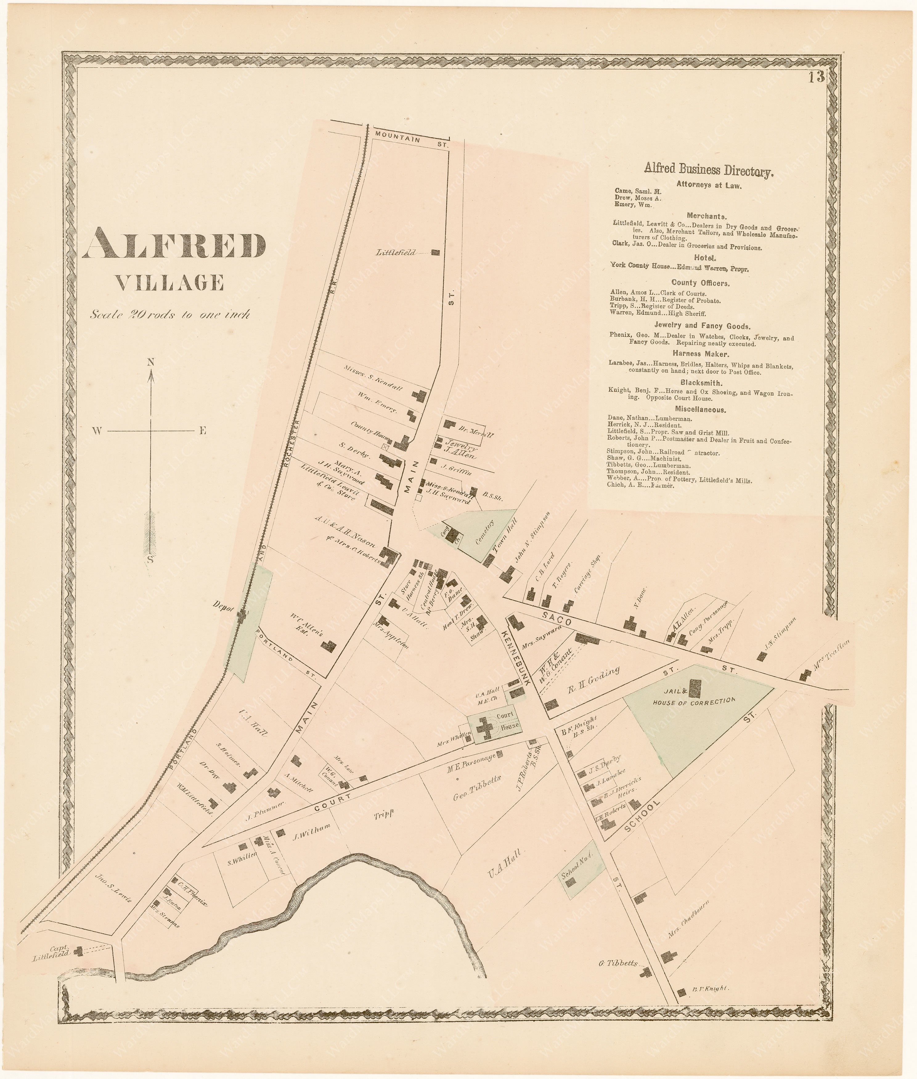 Alfred, Maine 1872 – WardMaps LLC