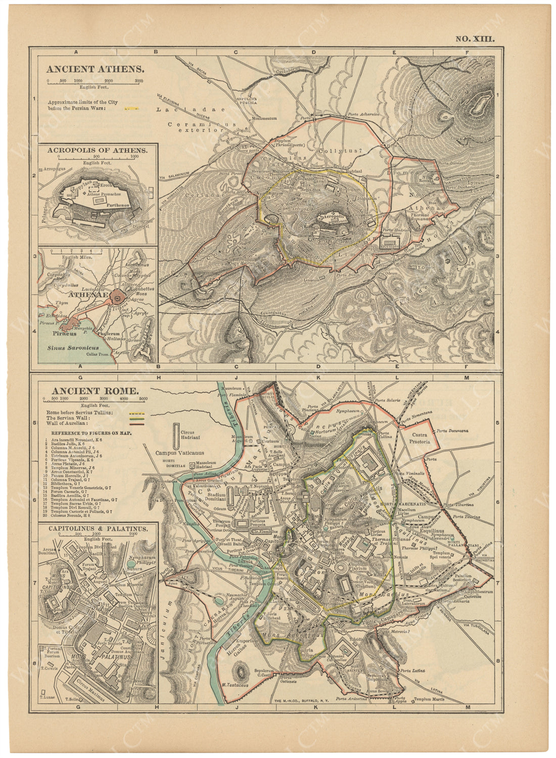 Athens Location Rome Classical Map 1914: Ancient Athens and Ancient Rome – WardMaps LLC
