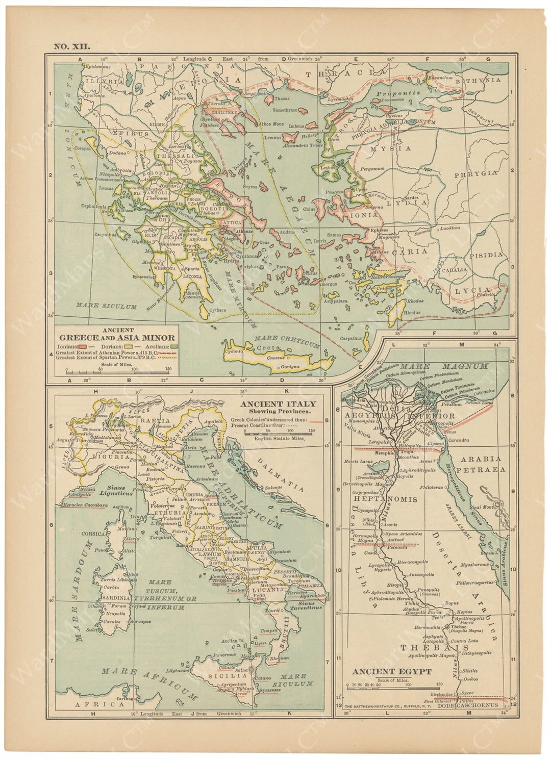 Classical Map 1914 no. XII: Ancient Greece, Italy, and Egypt