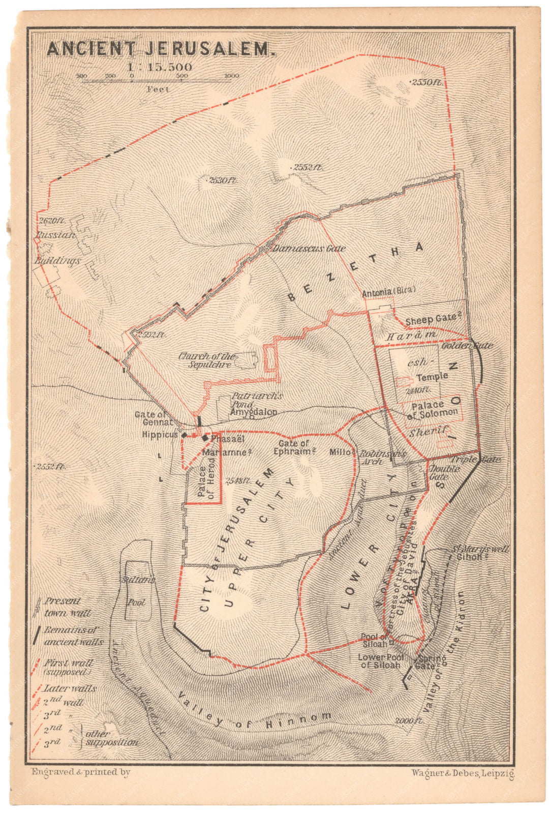 Classical Map 1898: Ancient Jerusalem