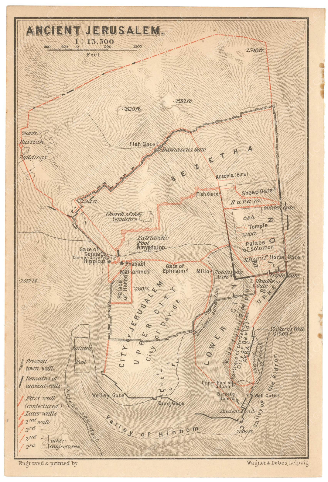 Classical Map 1912: Ancient Jerusalem