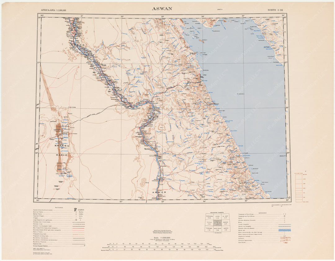 Egypt: Nile River from Aswan to Asyut 1949