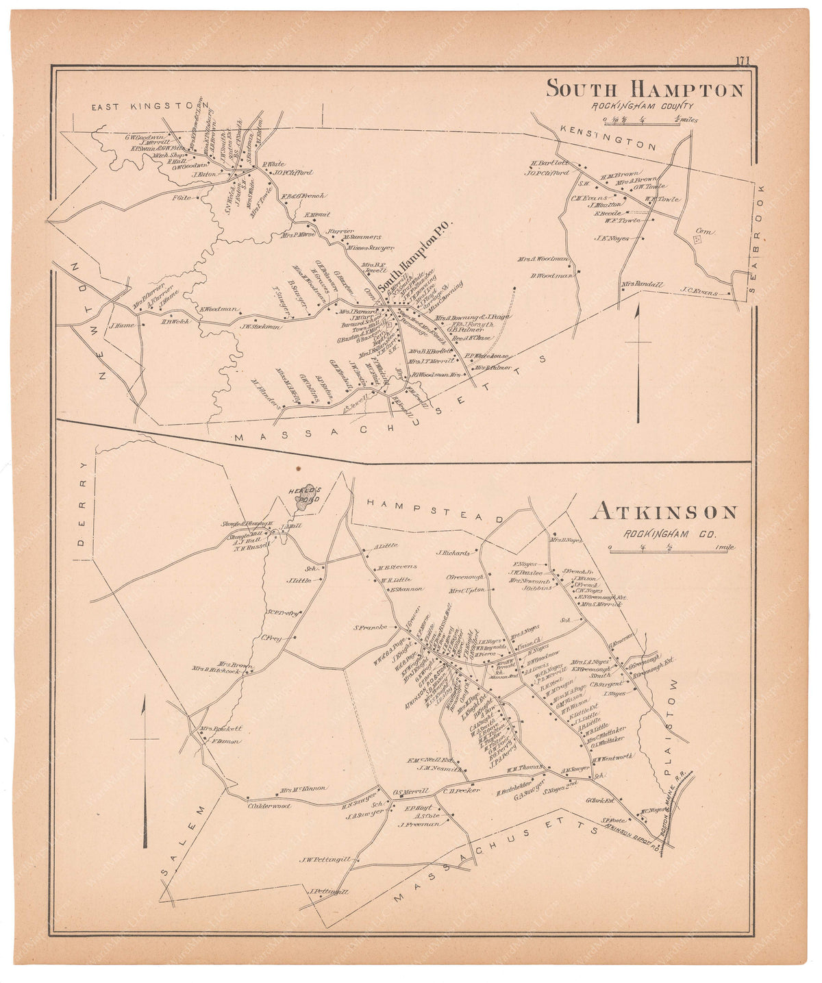 Atkinson and South Hampton, New Hampshire 1892 – WardMaps LLC