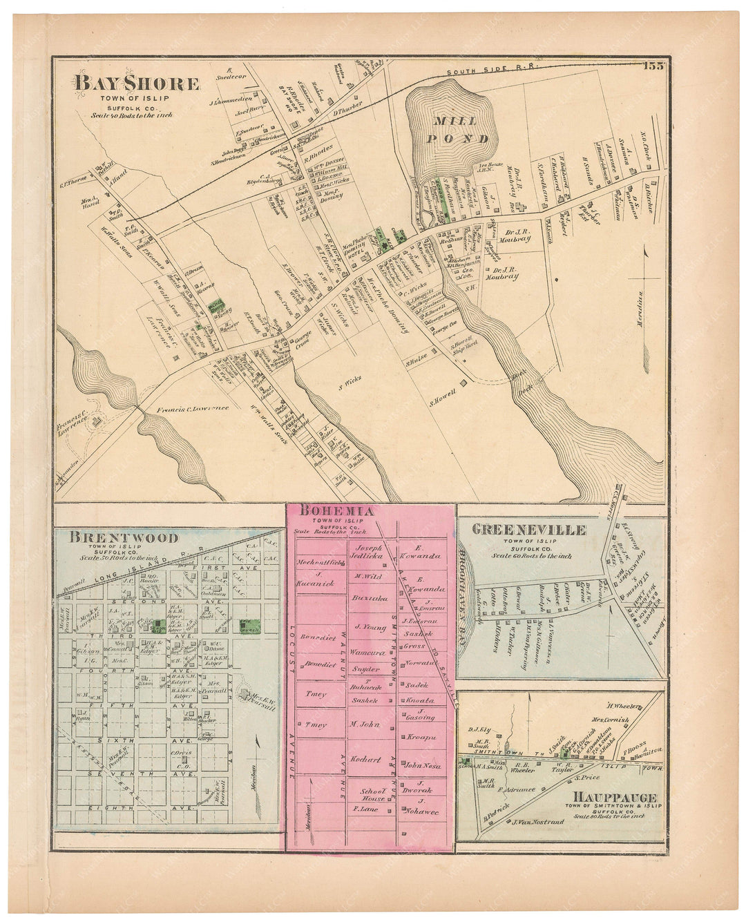 Islip: Bay Shore, Bohemia, Brentwood, Greenville, and Hauppauge, New York 1873