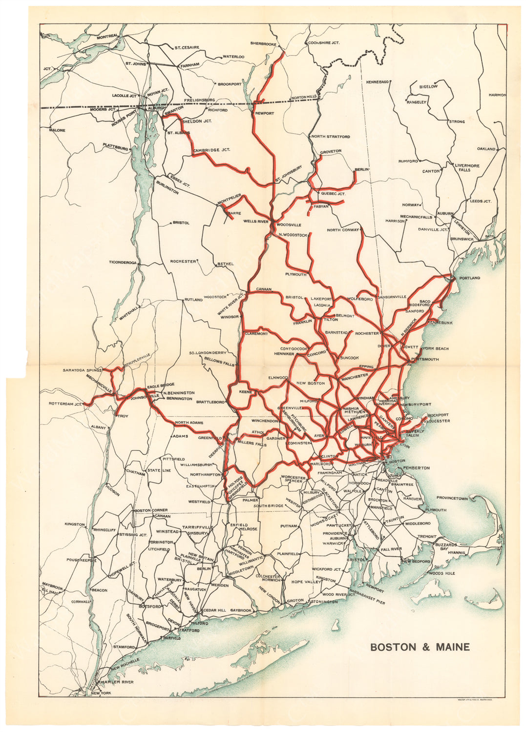 Boston & Maine Railroad System Map 1923