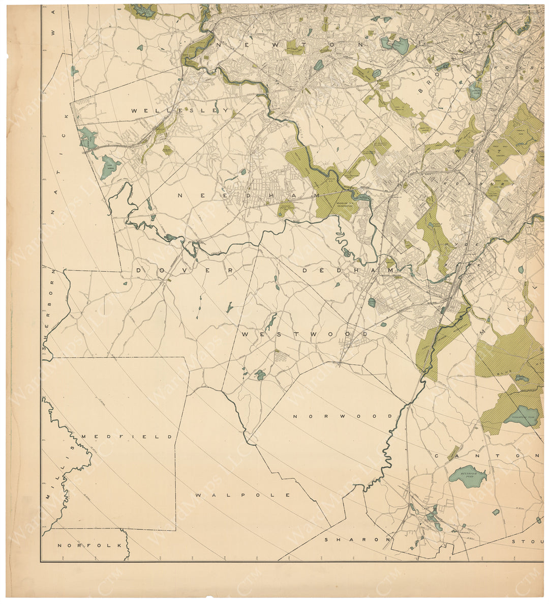 Boston, Massachusetts Metropolitan District 1928: Southwest Sheet