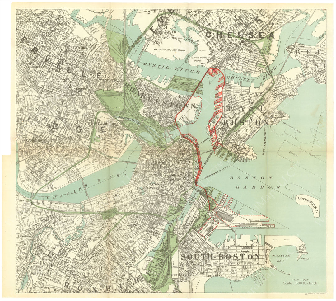 Boston, Massachusetts 1923: Railroad Yard and Port Facilities