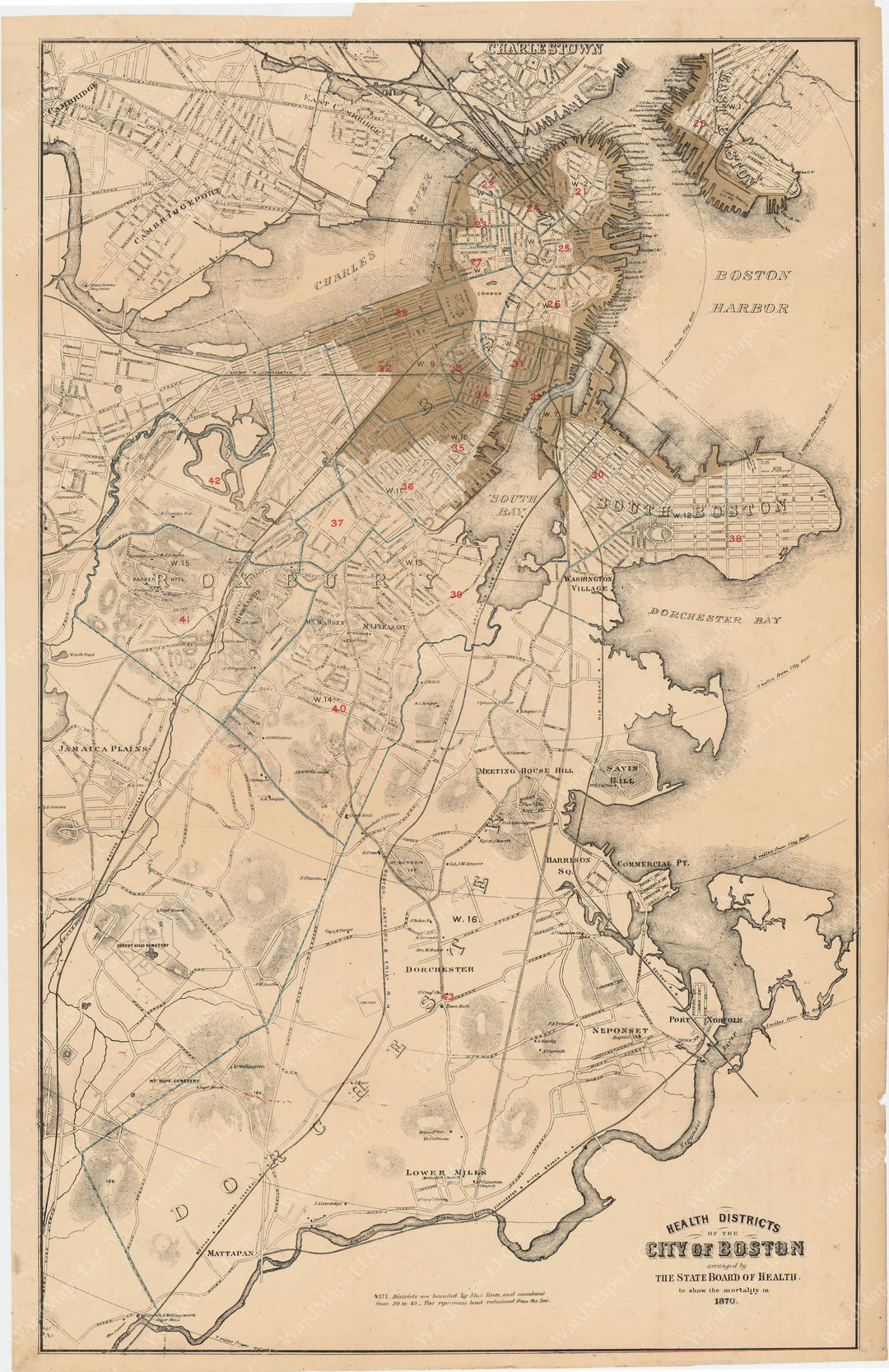 Health Districts of the City of Boston (Massachusetts) Showing the Mortality in 1870