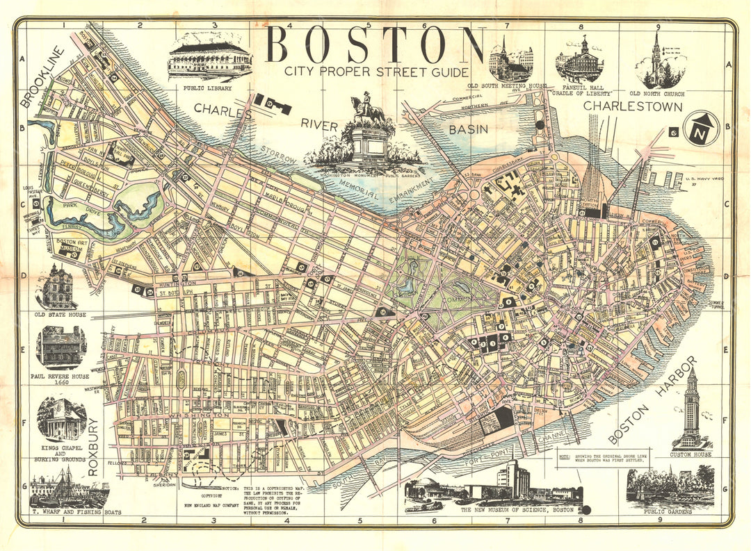 Boston, Massachusetts Circa 1951: City Proper Street Guide