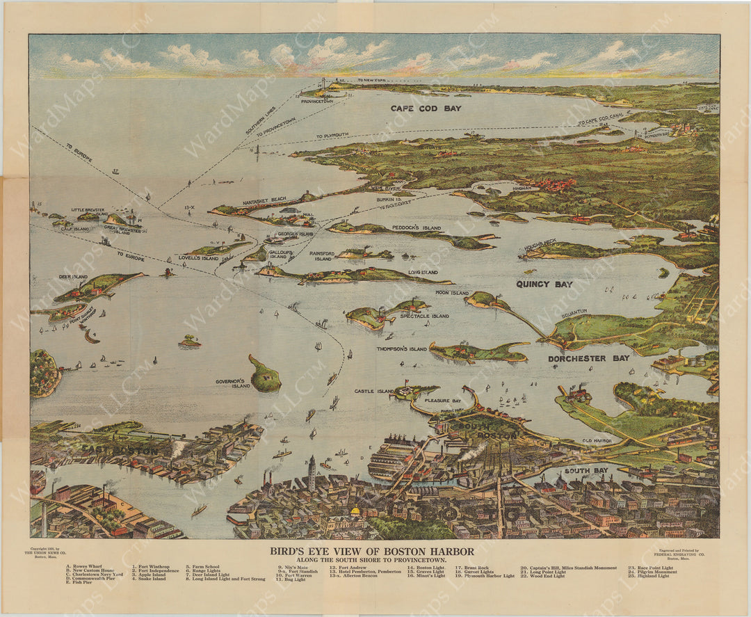Harbor Map Cod Boston Harbor and Boston Harbor Islands Antique Maps, Charts, and Prin ...