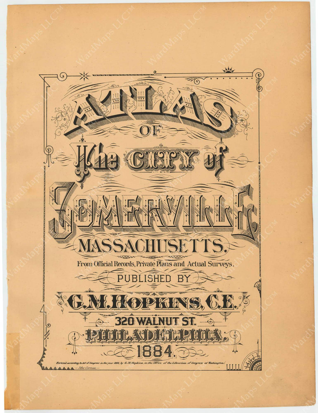 Somerville, Massachusetts 1884 Title Page