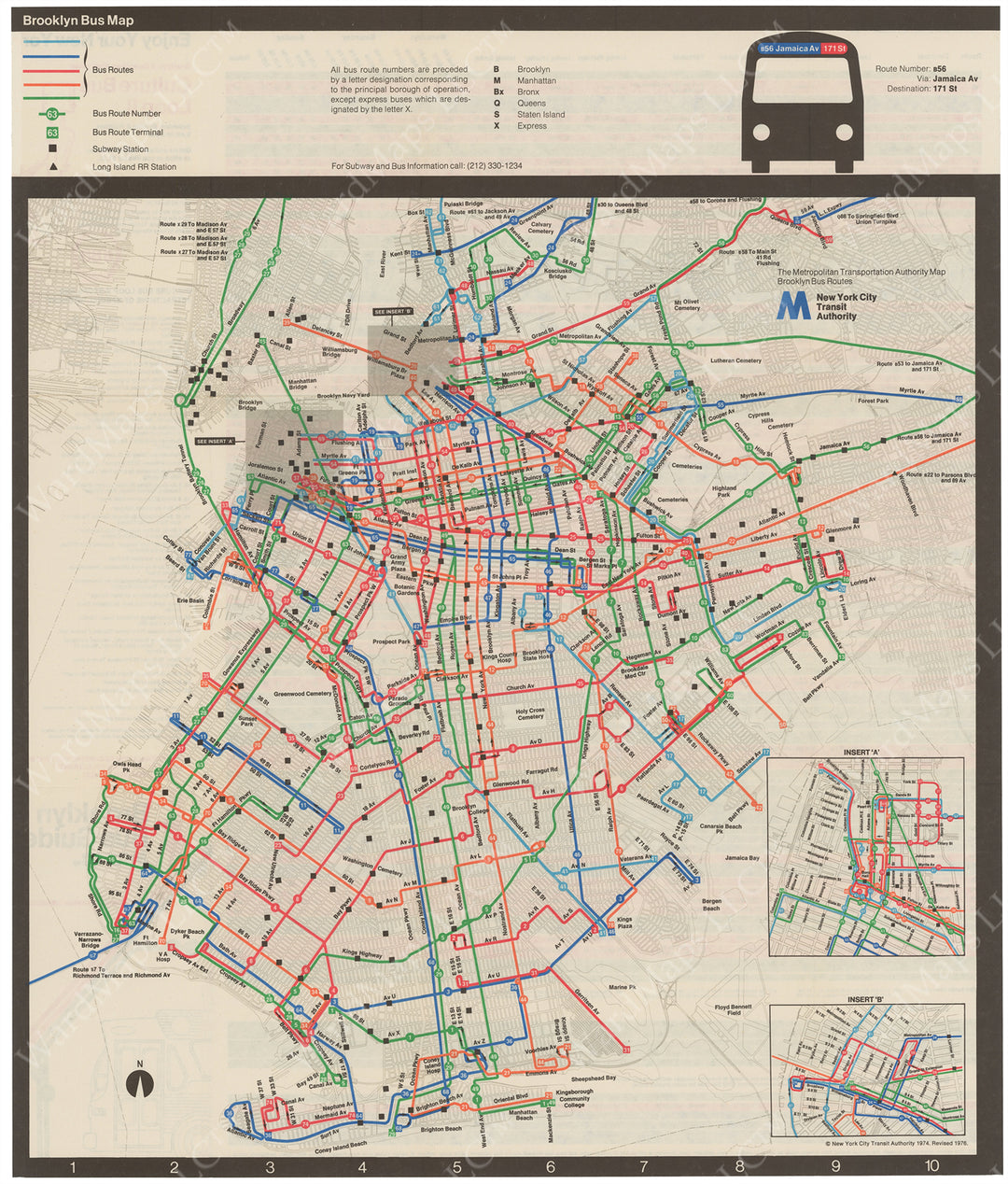 Brooklyn, New York Bus System Map 1976 – WardMaps LLC