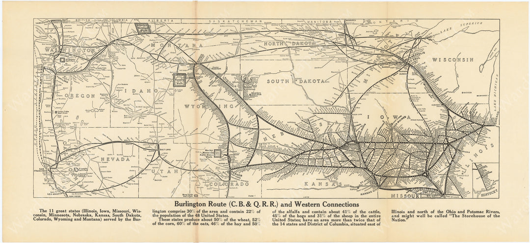 Burlington Route (CB&Q RR) and Western Connections 1922 – WardMaps LLC