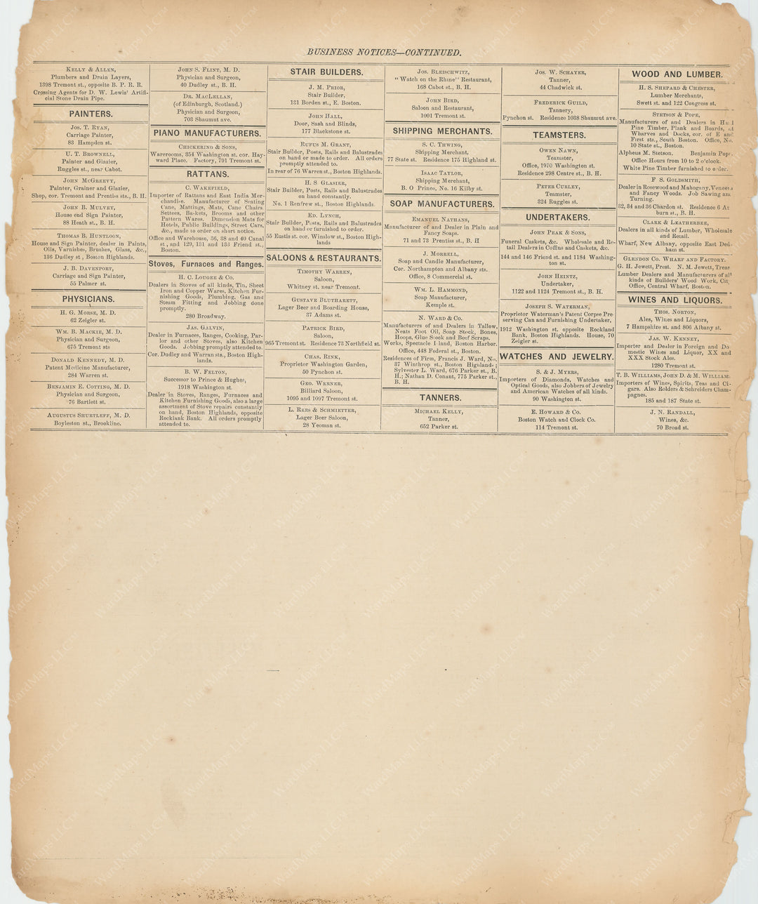 Boston and Roxbury, Massachusetts 1873 Business Notices