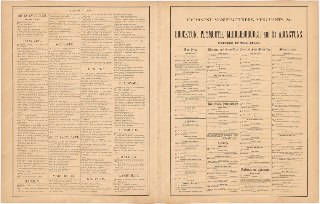 Plymouth County, Massachusetts 1879 Business Notices