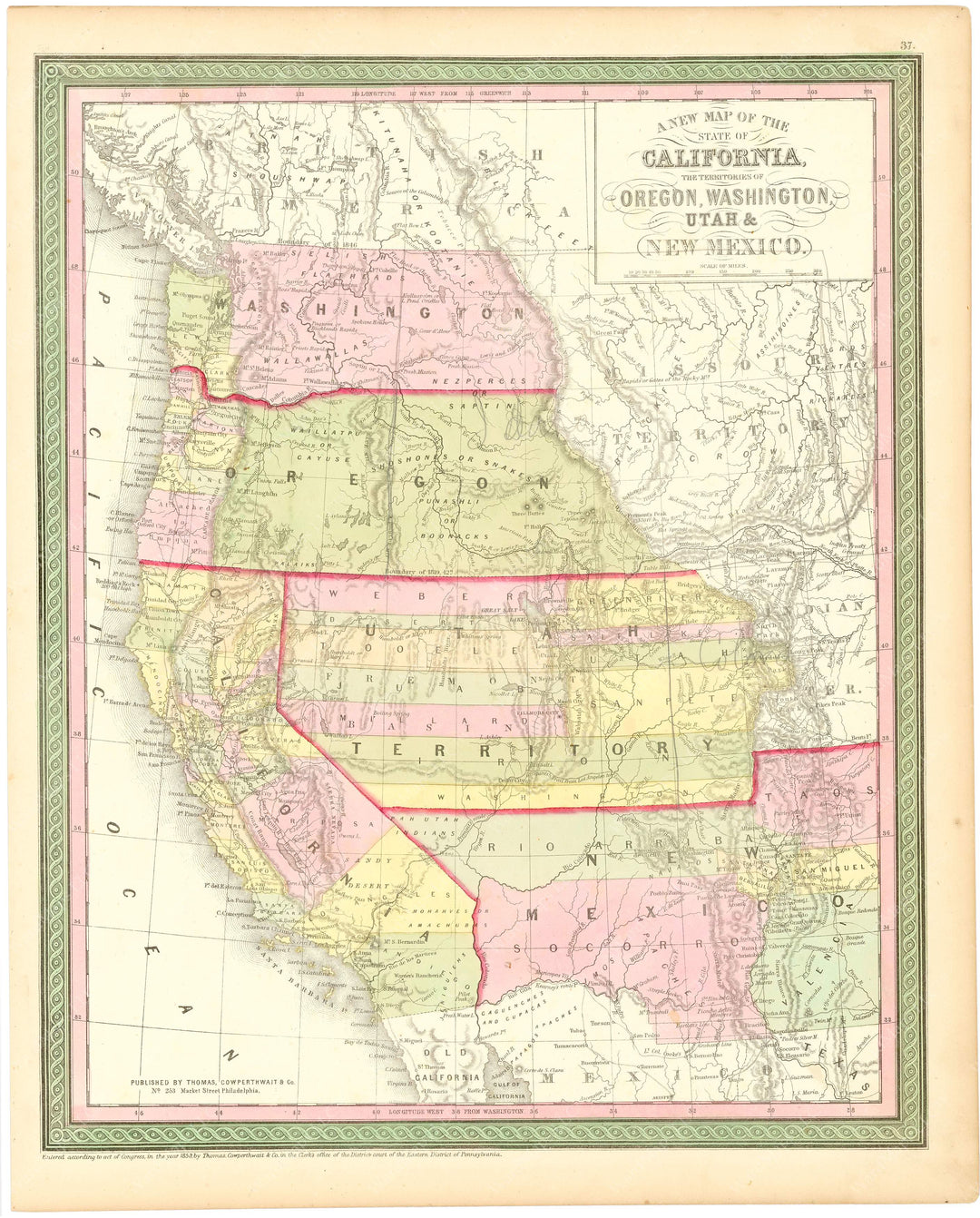 United States Western Territories 1854