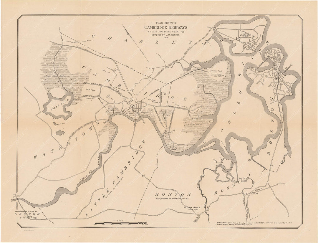 Cambridge (Massachusetts) Highways Existing in the Year 1700