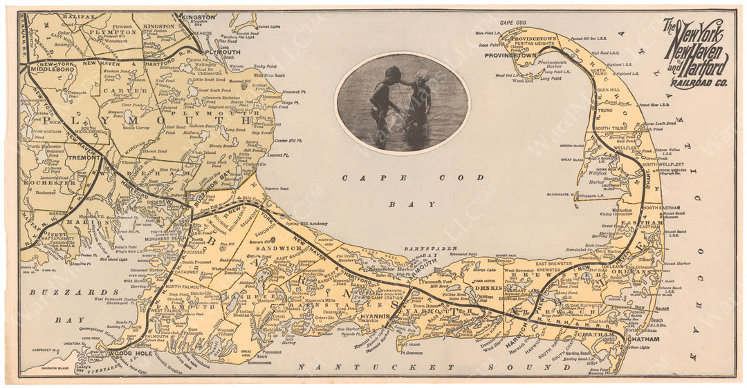 Cape Cod, Massachusetts 1927: New Haven Railroad Lines