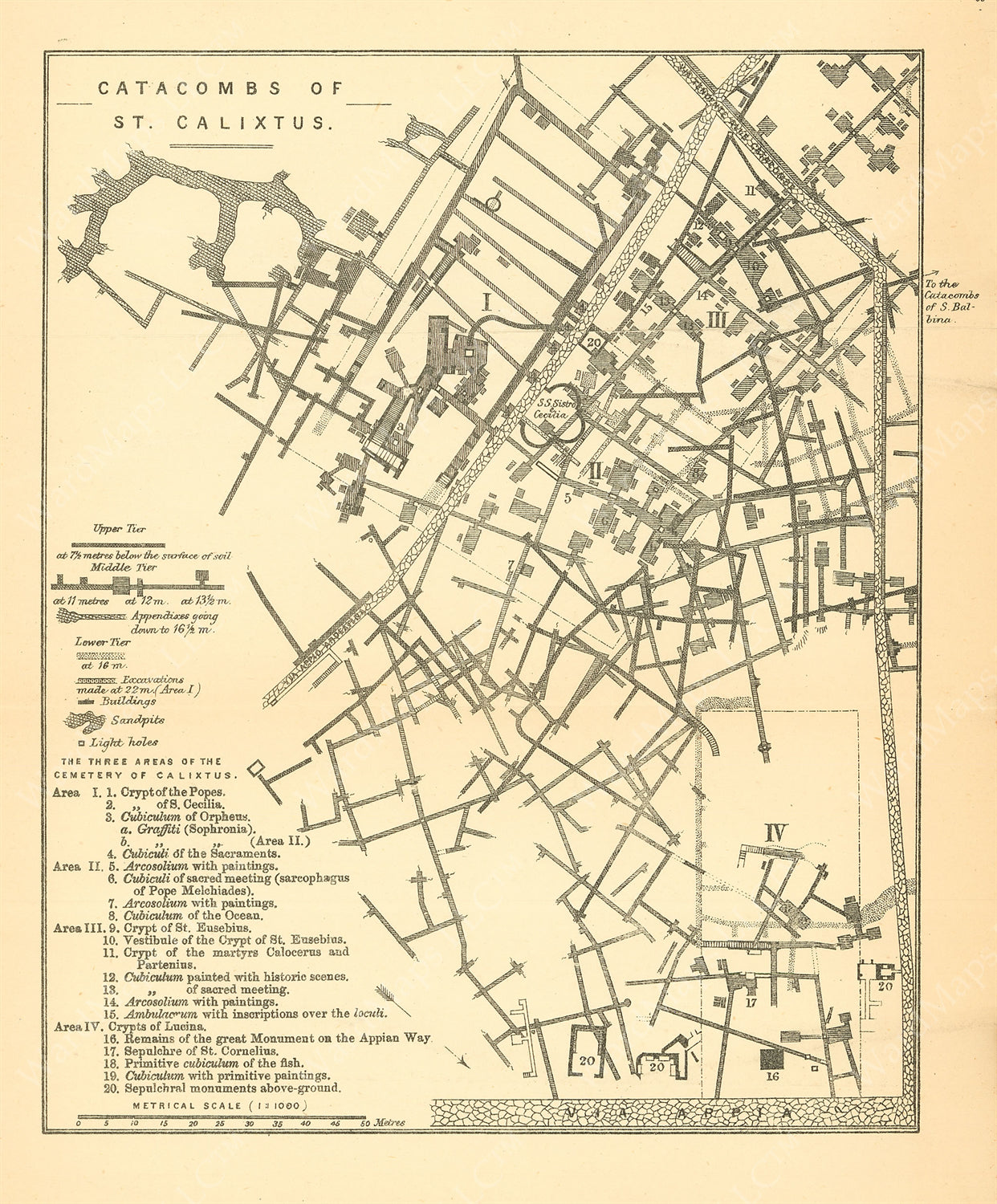 Calixtus Rome, Italy 1881: Catacombs of Callixtus – WardMaps LLC
