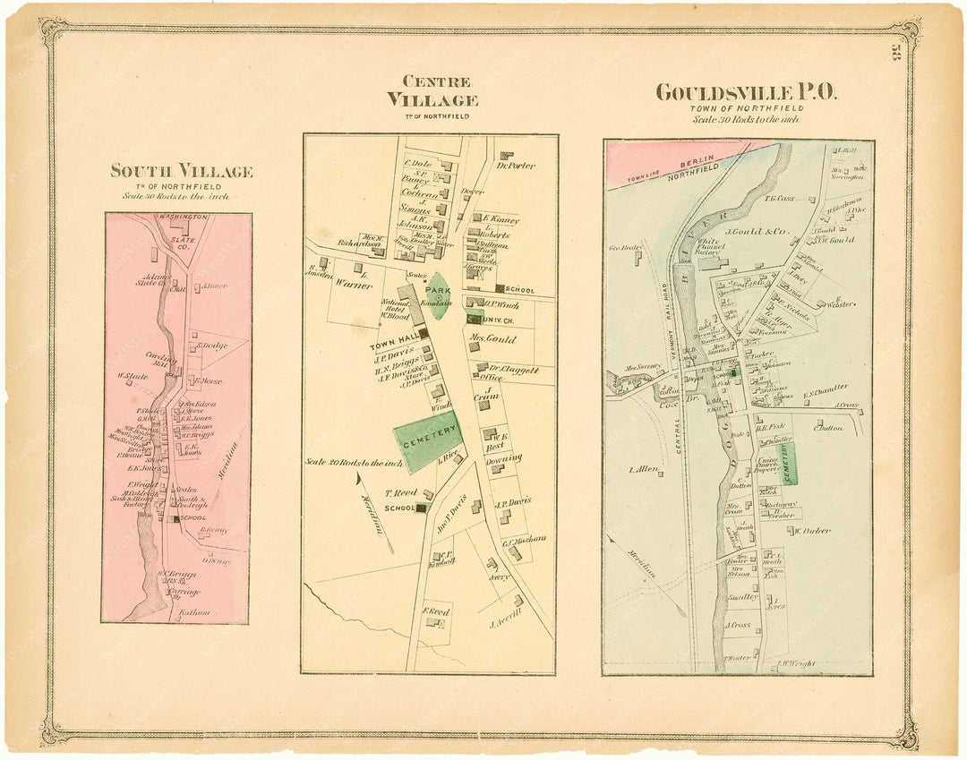 Northfield Villages, Vermont 1873