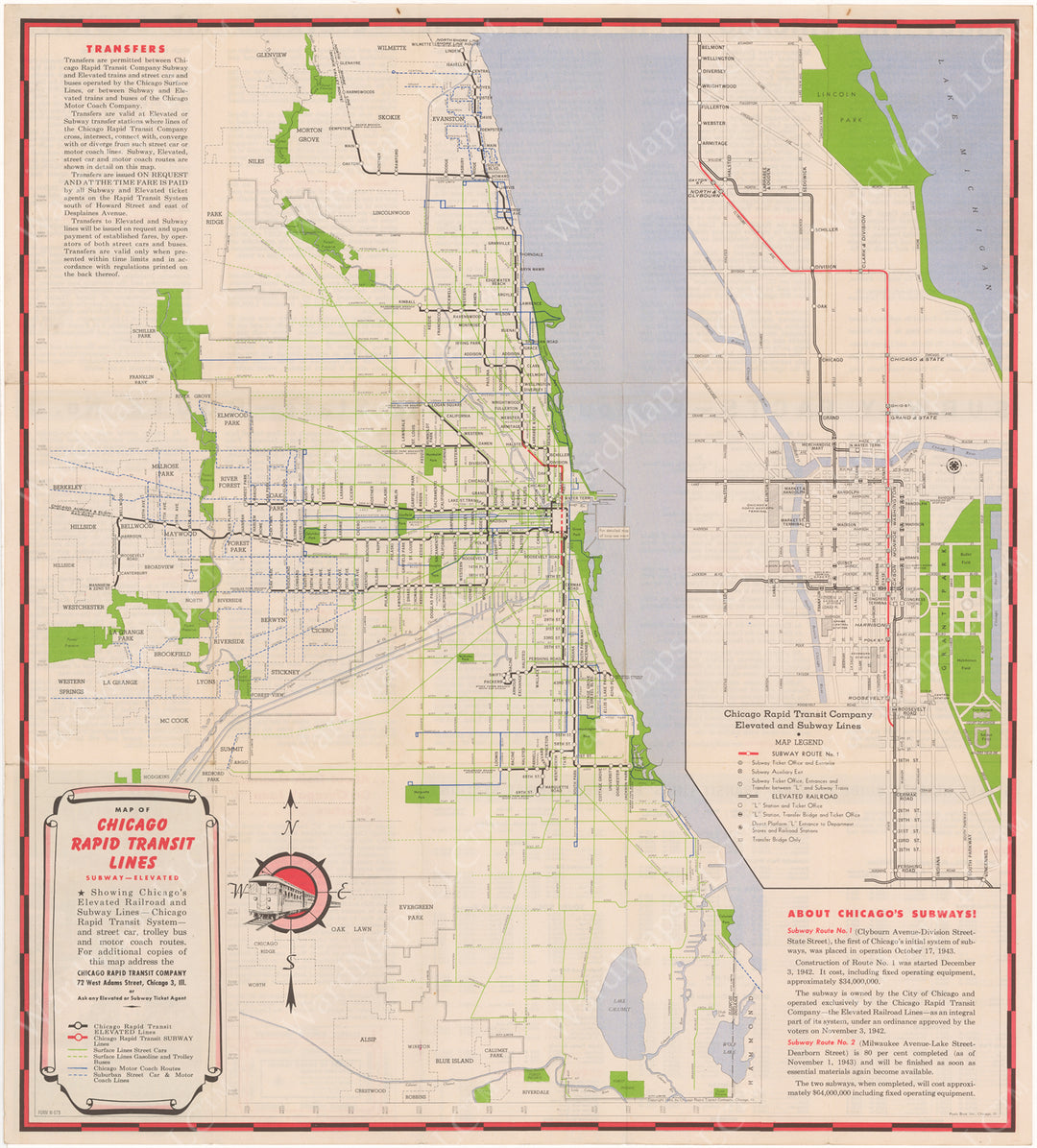 Chicago Rapid Transit Co. (Illinois) System Map 1943