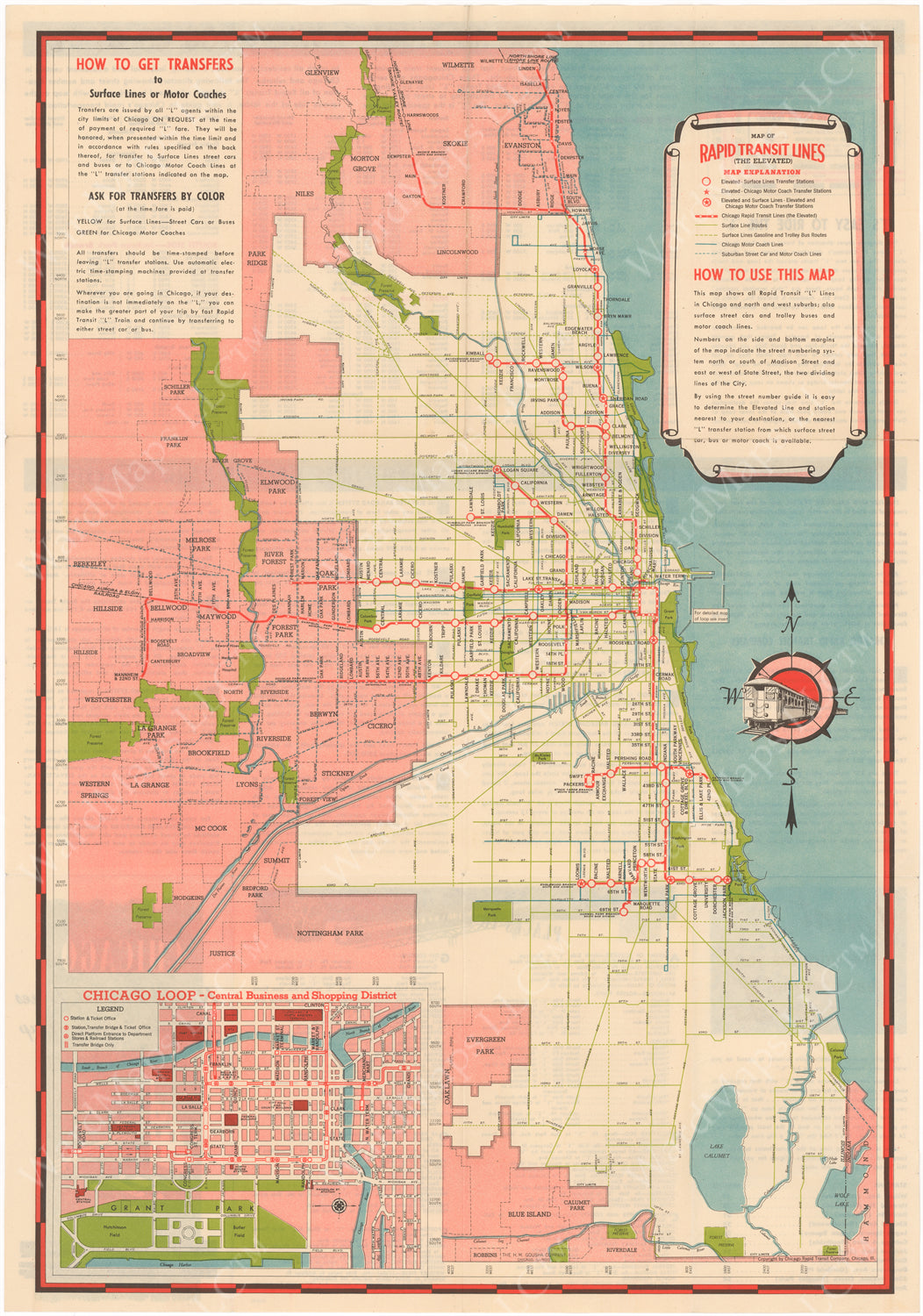 Chicago Rapid Transit Co. (Illinois) System Map 1941