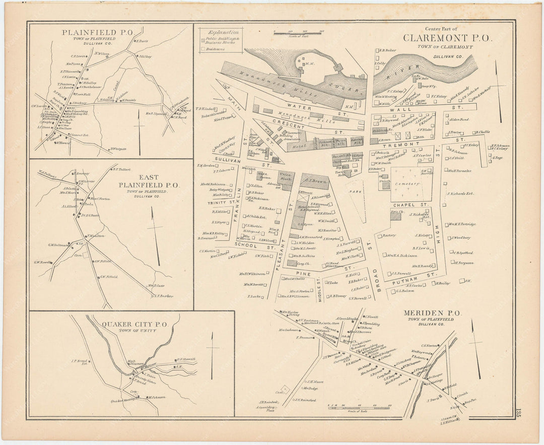 Claremont, Plainfield, and Unity, New Hampshire 1892