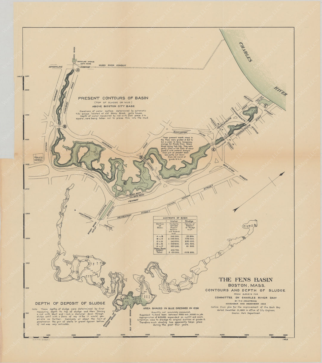 Charles River Dam Report 1903: Sludge in Fens Basin, Boston, Massachusetts 1902