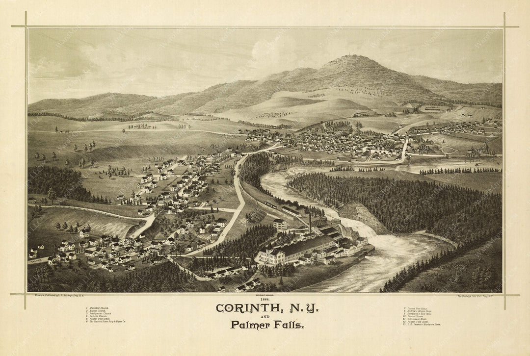 Corinth and Palmer Falls, New York 1888