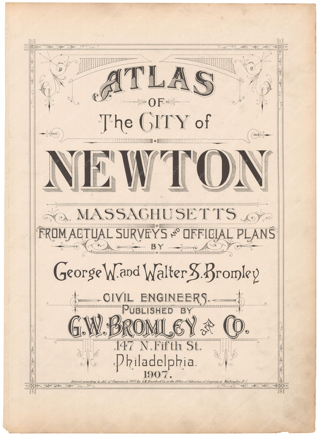 Newton, Massachusetts 1907 Title Page