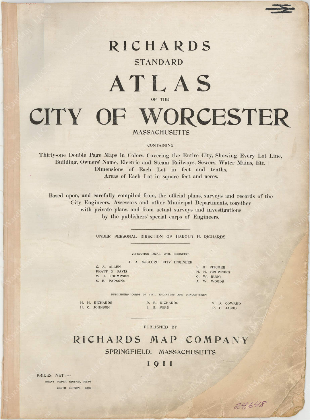 Worcester, Massachusetts 1911 Title Page