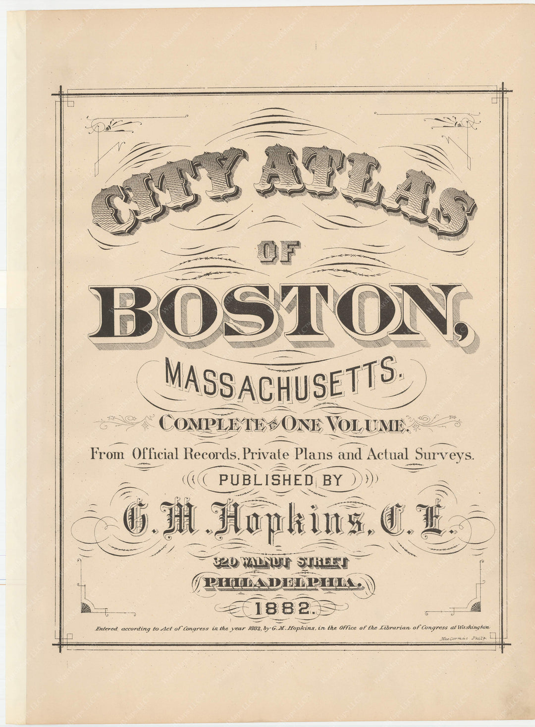 Boston, Massachusetts 1882 Title Page