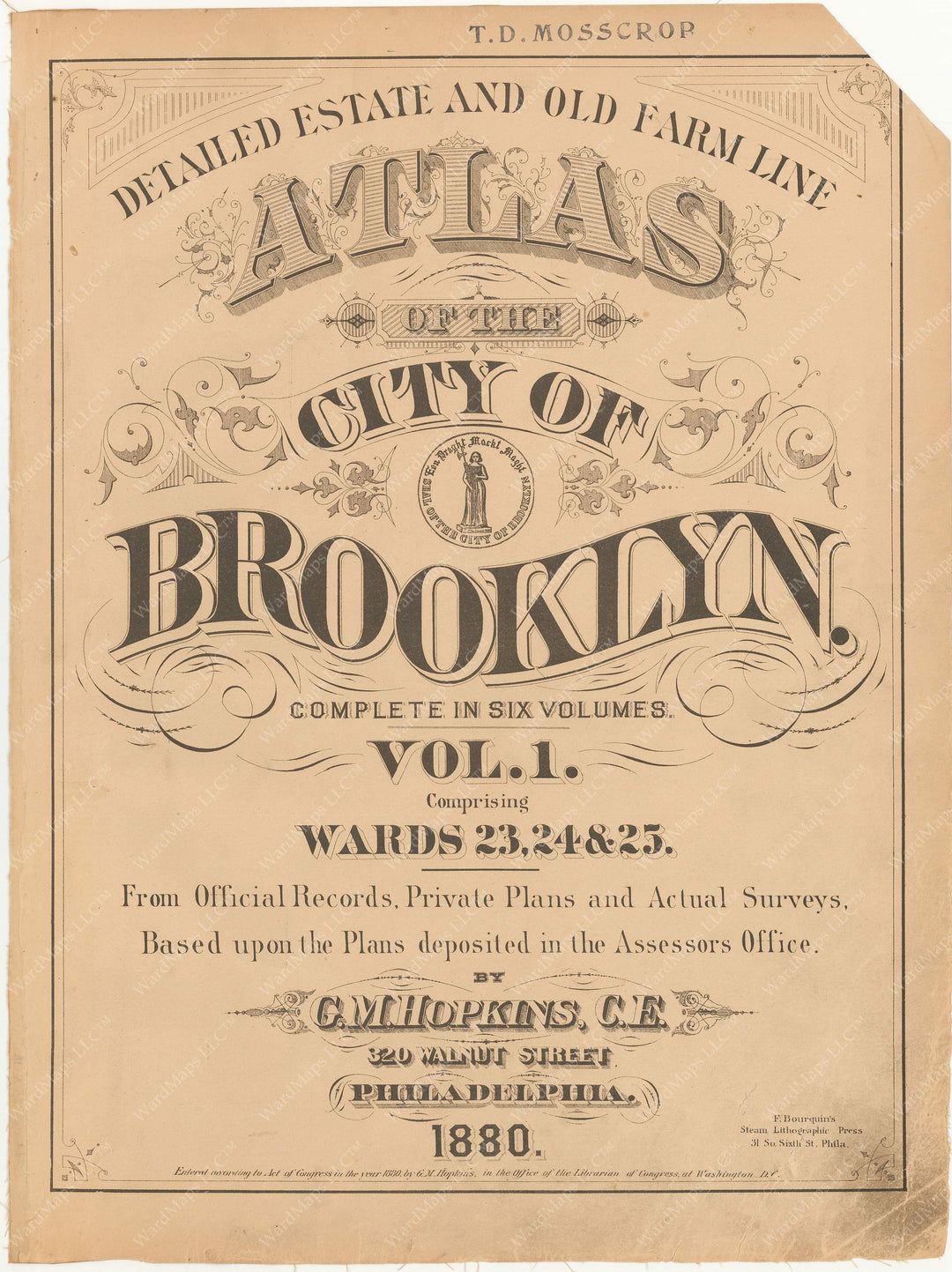 Brooklyn, New York 1880 Vol. 1: Title Page