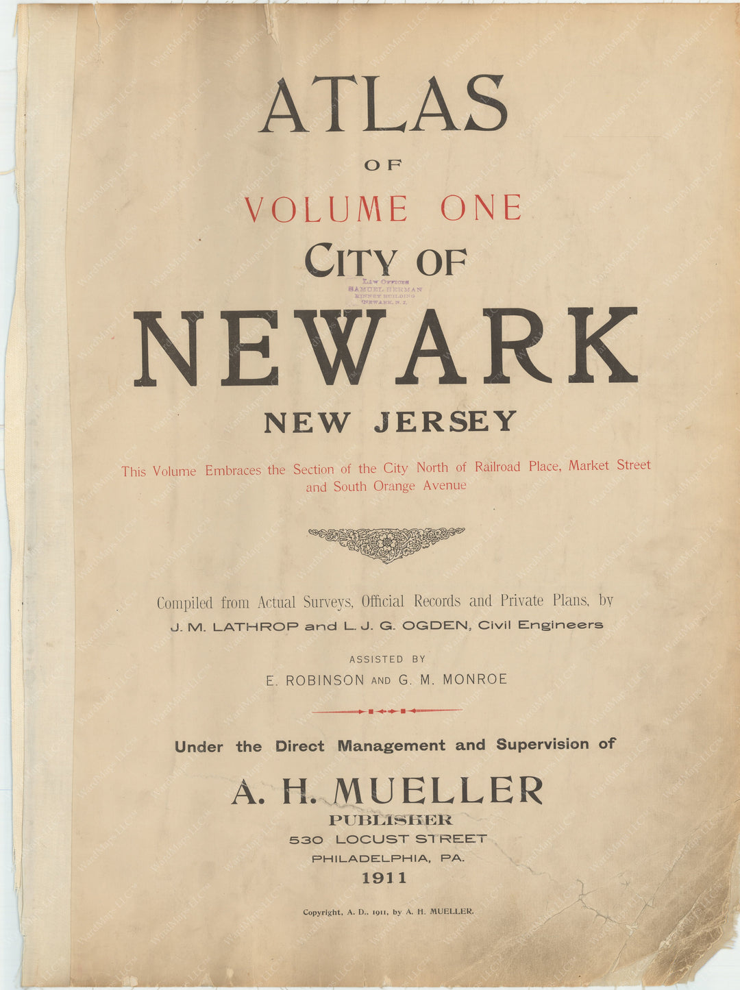 Newark, New Jersey 1911 Title Page