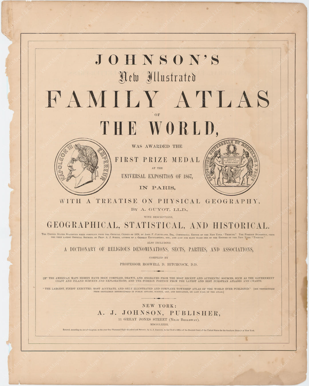 Johnson's Family Atlas of the World 1873 Title Page