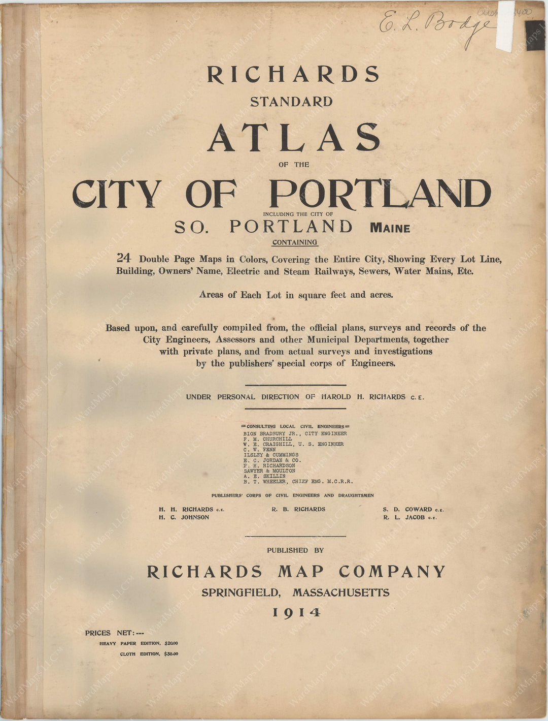 Portland and South Portland, Maine 1914 Title Page